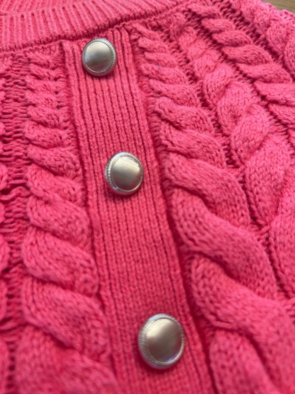 Talbots bright pink cable knit pullover sweater, size L - Picture 5 of 6
